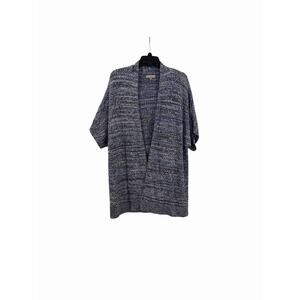 Evolution Blue Open Front Textured Short Kimono Sleeve Cardigan Size Large Boho